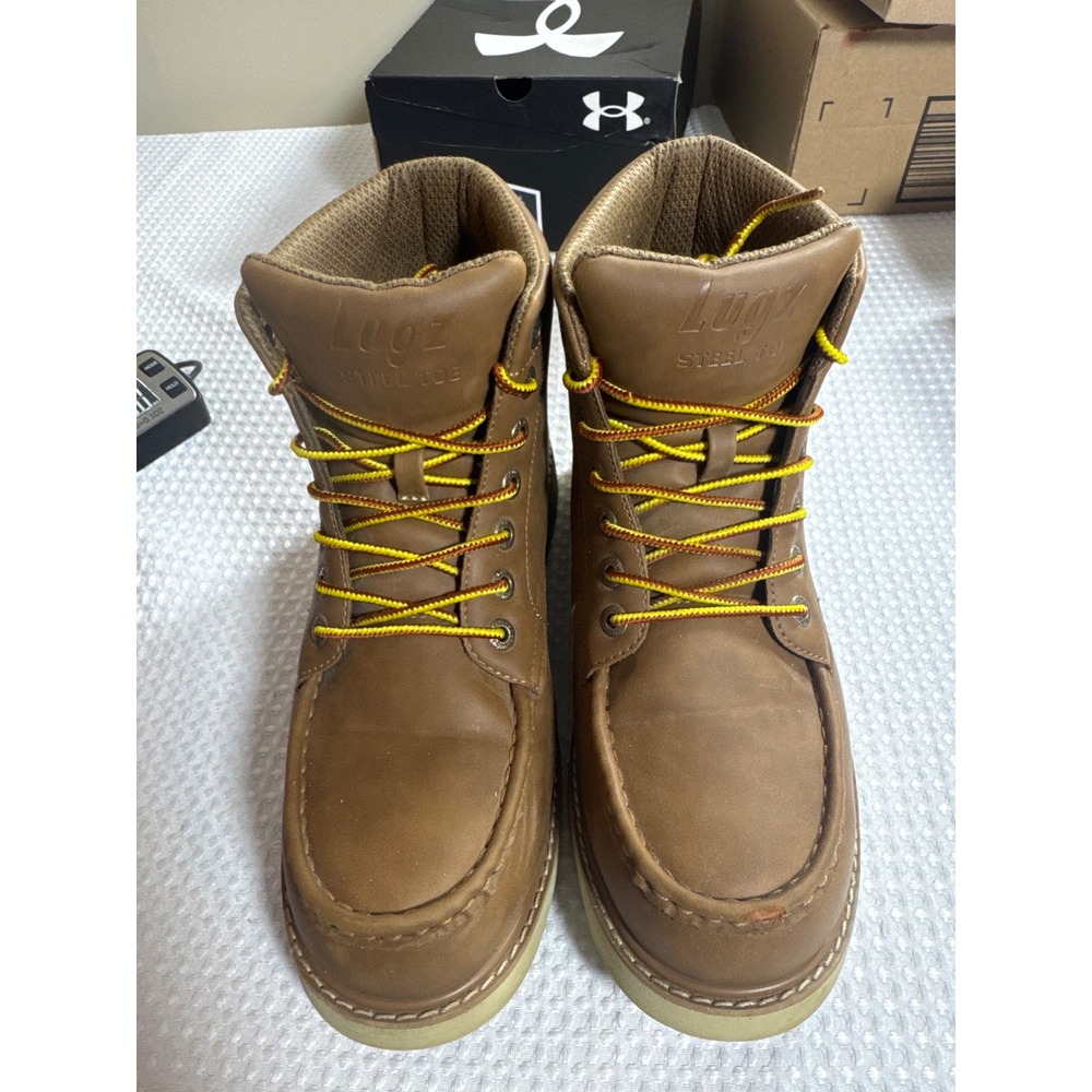 Lugz Work Boots Mens 10.5 Monte Tan Steel Toe Work MMONTESTD-2255 EUC